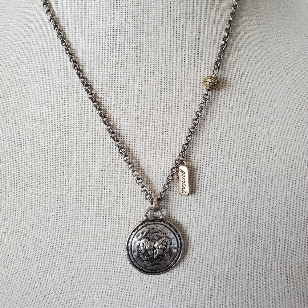 Chico's Silver Tone Gemini Zodiac Pendant Necklace